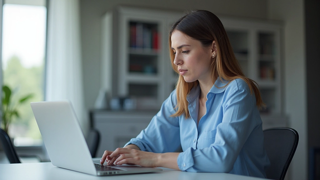 Специалист по контент-маркетингу анализирует данные аналитики на ноутбуке в современном офисе